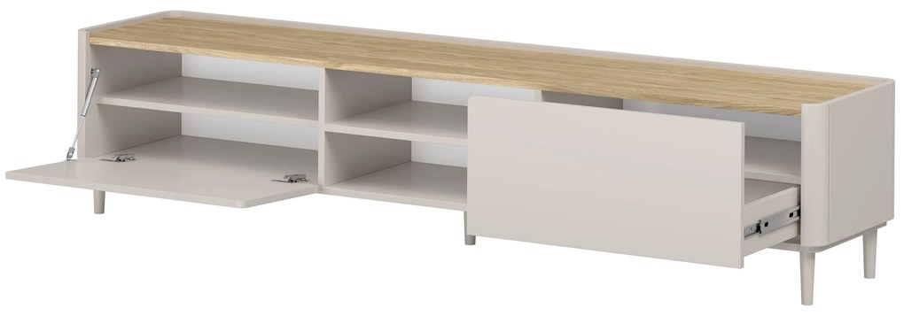 Elivo TV állvány 220 cm fém lábakon - kasmír / olajozott tölgy