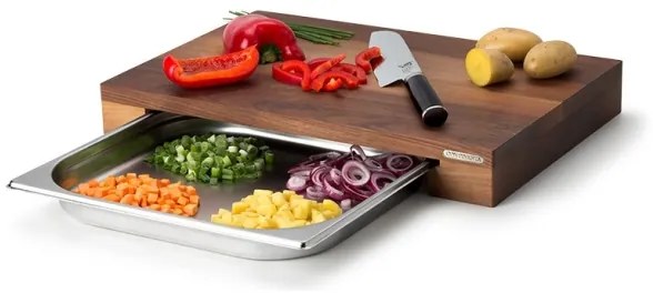 Continenta C4210 - Konyhai vágódeszka tálcával 39x27 cm diófa