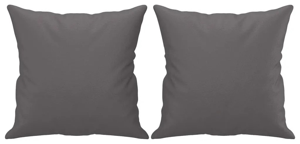 2 személyes szürke műbőr kanapé díszpárnákkal 120 cm