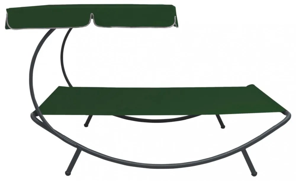 zöld kültéri napellenzős napozóágy