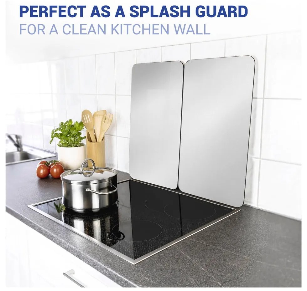 Edzett üveg tűzhely fedőlap szett 2 db-os 30x52 cm Universal Silver – Wenko