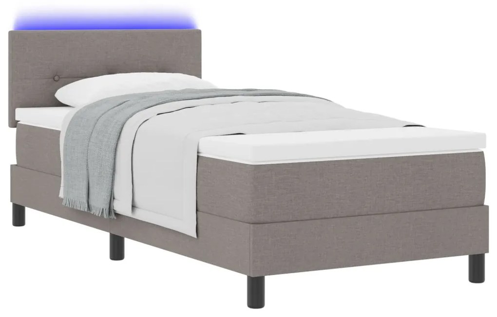 Box Spring Ágy Matraccal és LED, Barna, 80x200 cm, Szövet