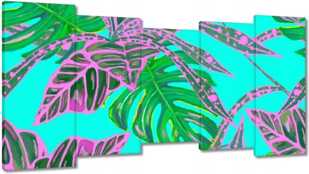 Vászonkép 150x80 Monstera Rózsalevelek