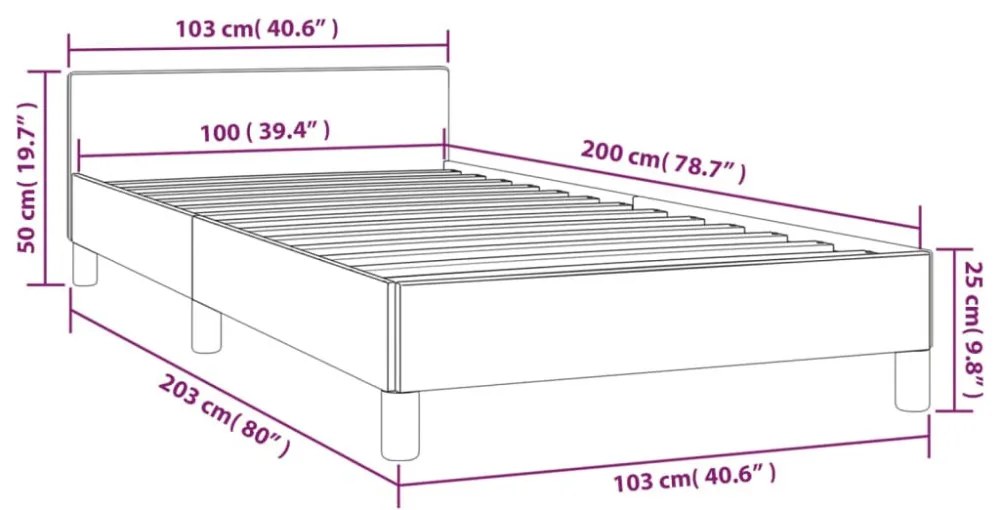 fekete ágykeret fejtámlával matrac nélkül 100x200 cm
