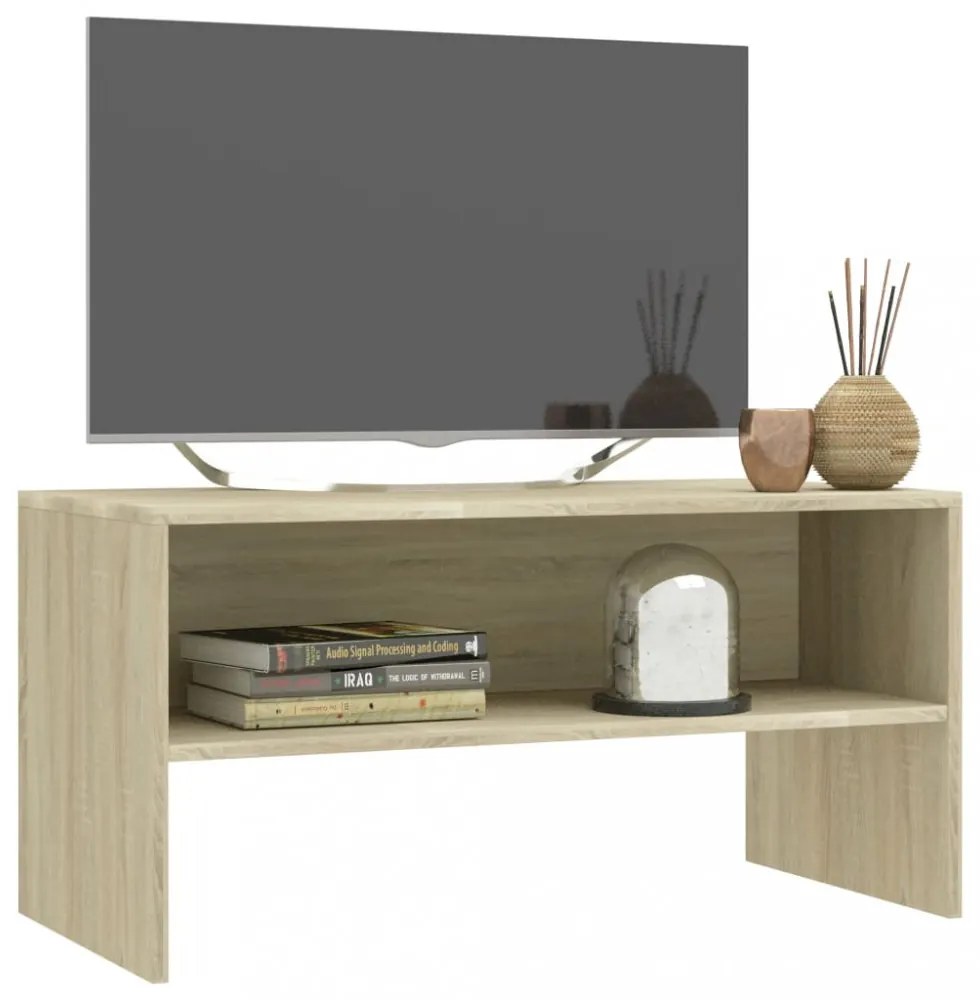 sonoma tölgy színű szerelt fa TV-szekrény 80 x 40 x 40 cm