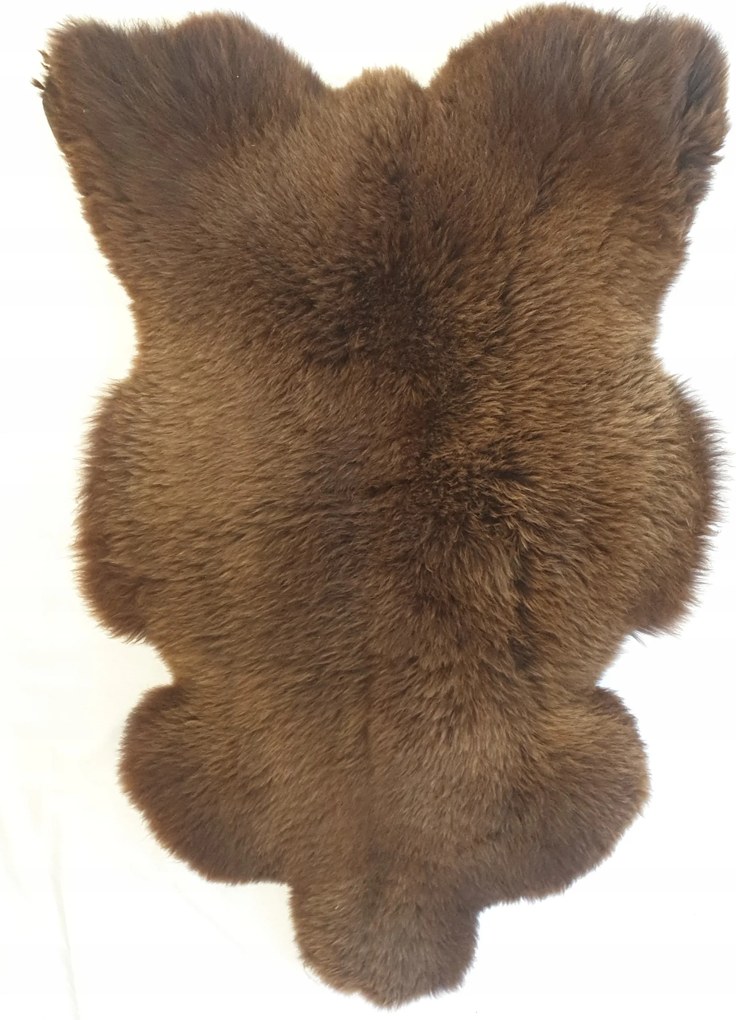 Szőrmés természetes gyapjú szőnyeg L- Nagy ágytakaró fotelre/kanapéra- Barna