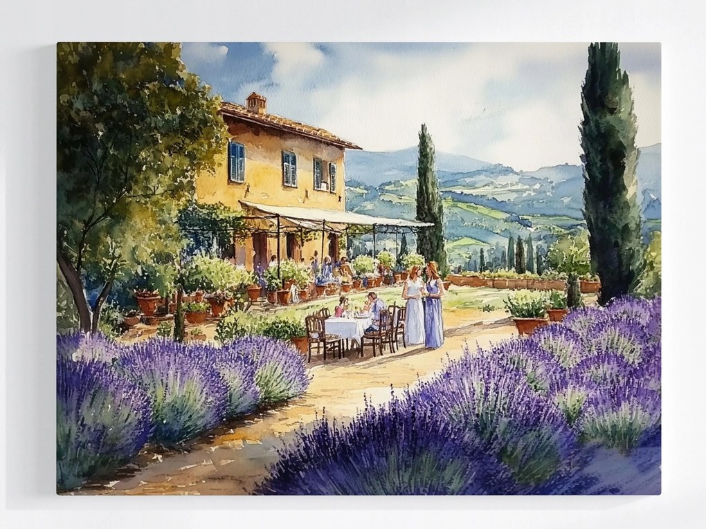 Poszter Toszkán Villa Levendula Olaszország Hegyek Nyár 100x75