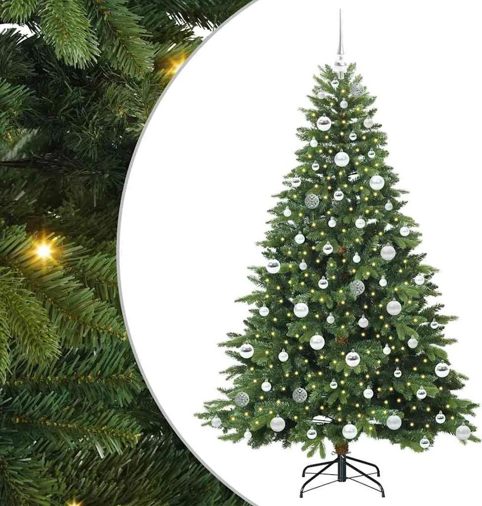 vidaXL Mű karácsonyfa 300 LED-del állvánnyal Zöld 180 cm PE és PVC