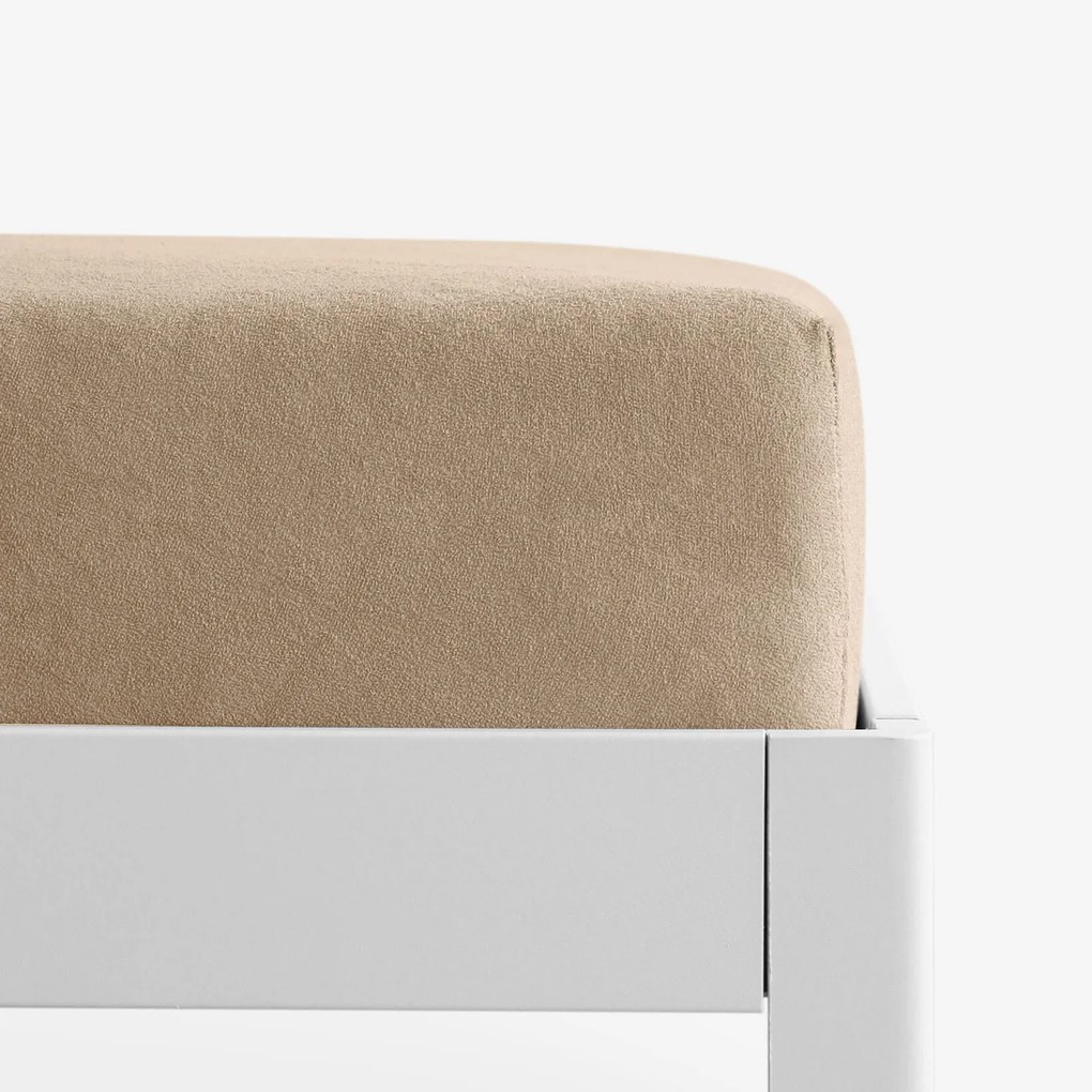 Goldea frottír gumis lepedő - barnásszürke 90 x 200 cm