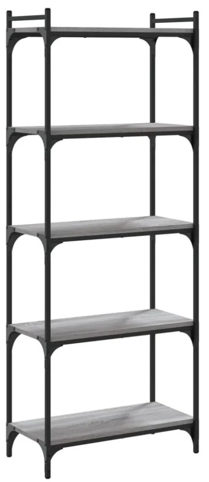 5 szintes szürke sonoma szerelt fa könyvespolc 60 x 30 x 120 cm