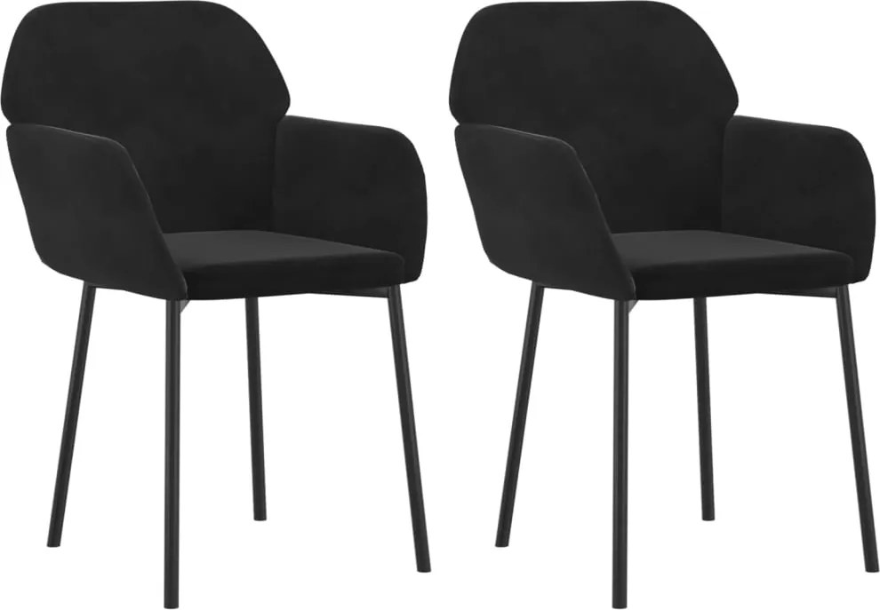 vidaXL 2 db fekete bársony étkezőszék