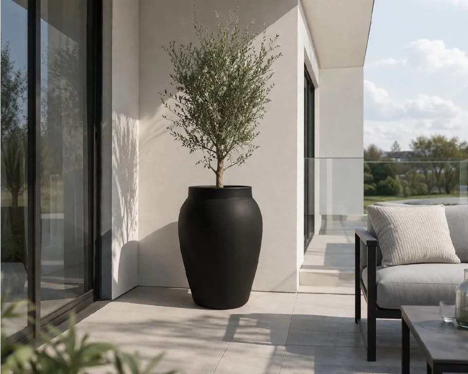 Pottery Pots Hera virágcserép, fekete, L-es méret - ø 51 cm | m. 74 cm - PotteryPots