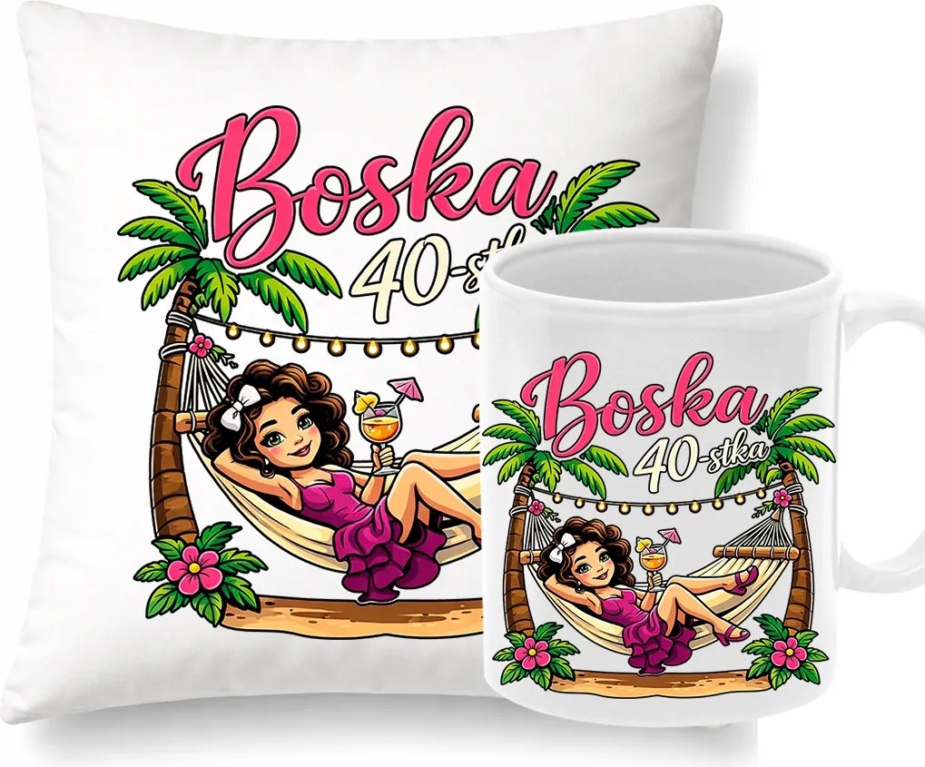 Párna Bögre Szett 40 éveseknek Születésnapi Ajándék Isteni 40-es