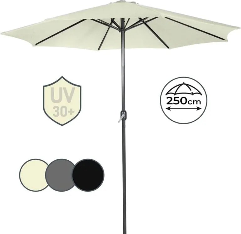 MIADOMODO Napernyő fogantyúval 250 cm krémszínű