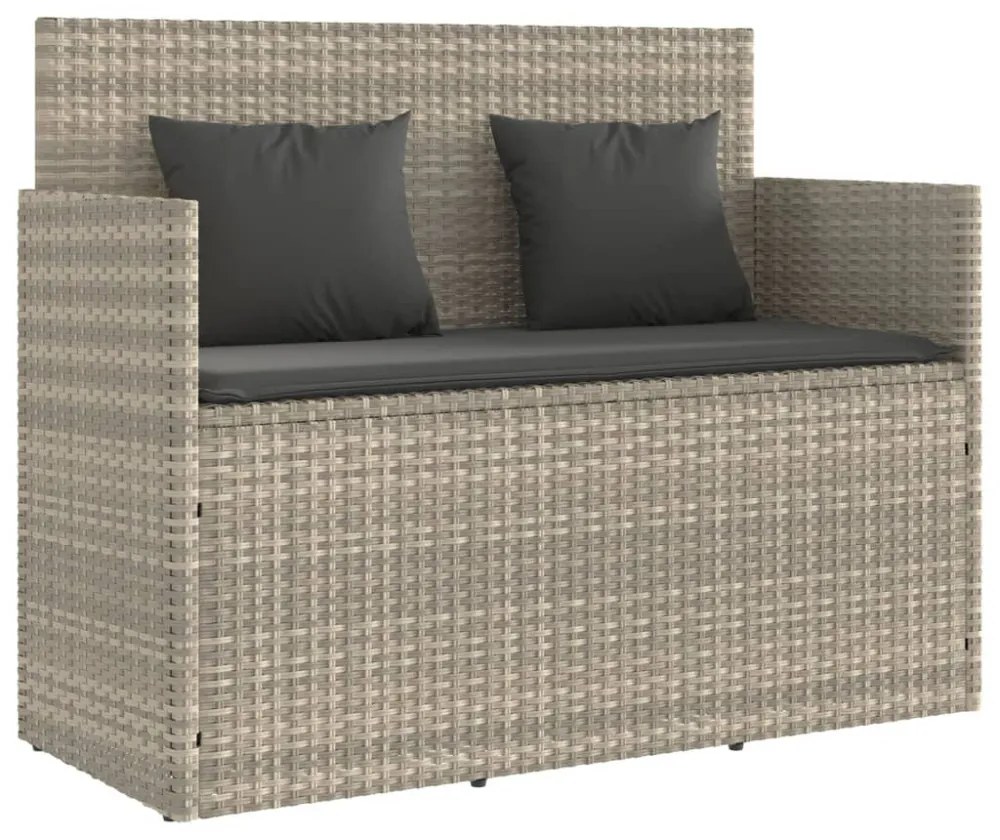 világosszürke polyrattan kerti pad párnákkal