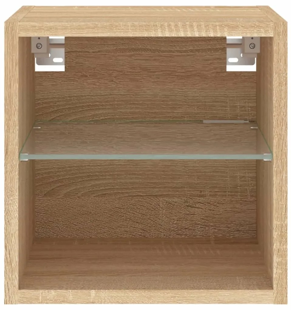 sonoma tölgy színű fali TV-szekrény LED-ekkel 30 x 28,5 x 30 cm