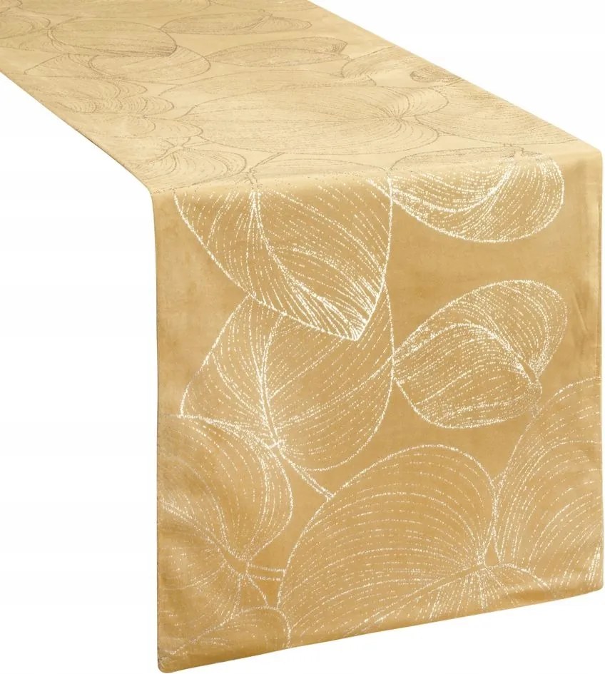 Dekorációs futófelület/ sál BLINK-16 35x140 Eurofirany mézszínű nagy levelek