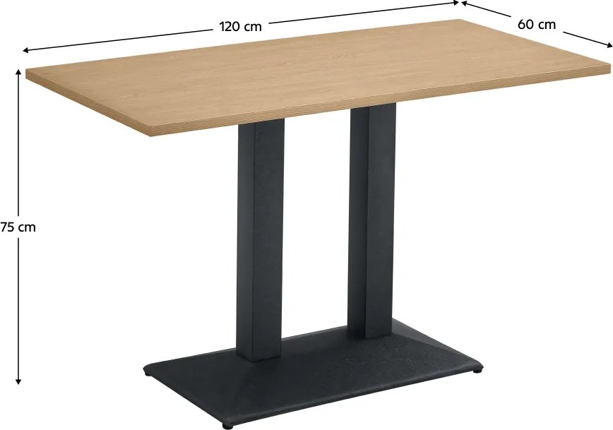 Bisztró asztal, tölgy sonoma/fekete, 120x60 cm, RINALDO TYP 2