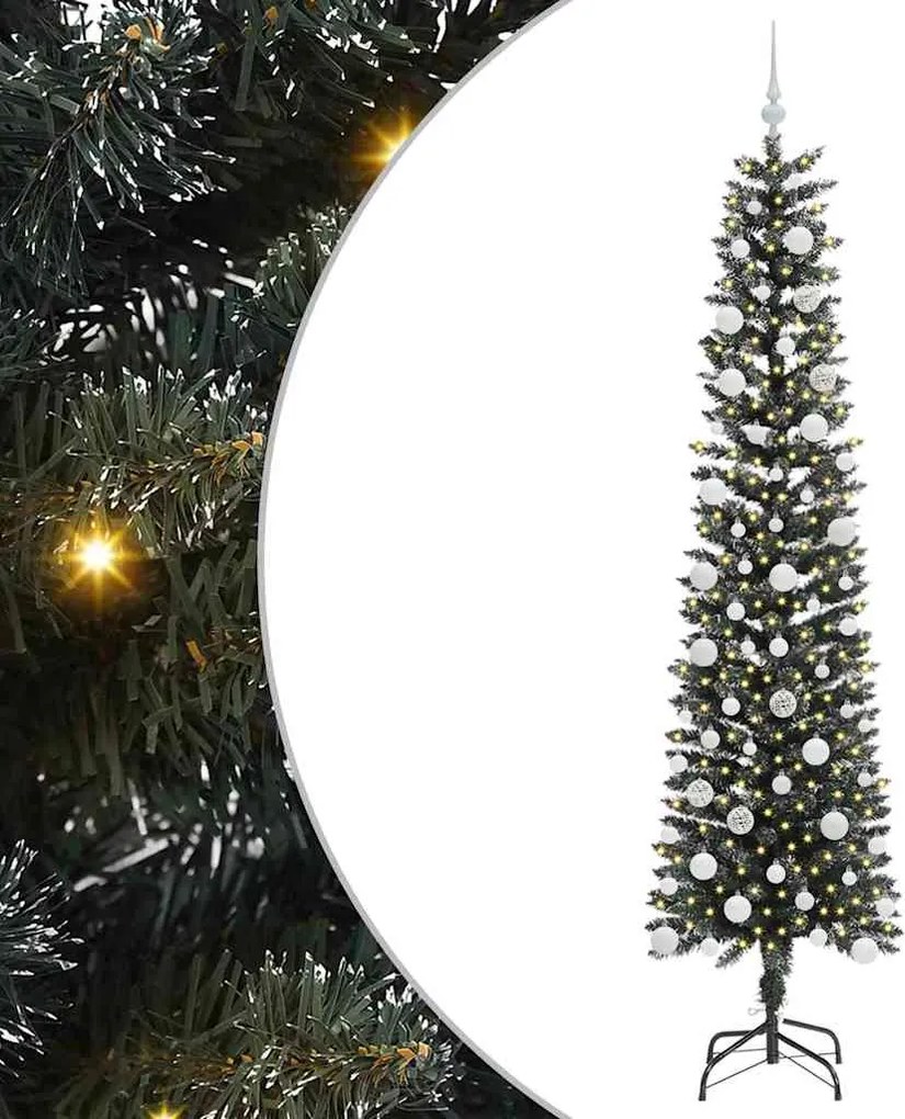 vidaXL Mű karácsonyfa 300 LED-del Zöld 210 cm PVC és Műanyag és Acél