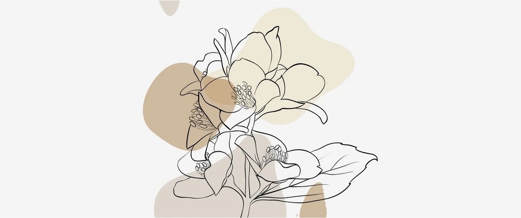 Kép - Bézs virágok pillangóval N⁰1 (120x50 cm)