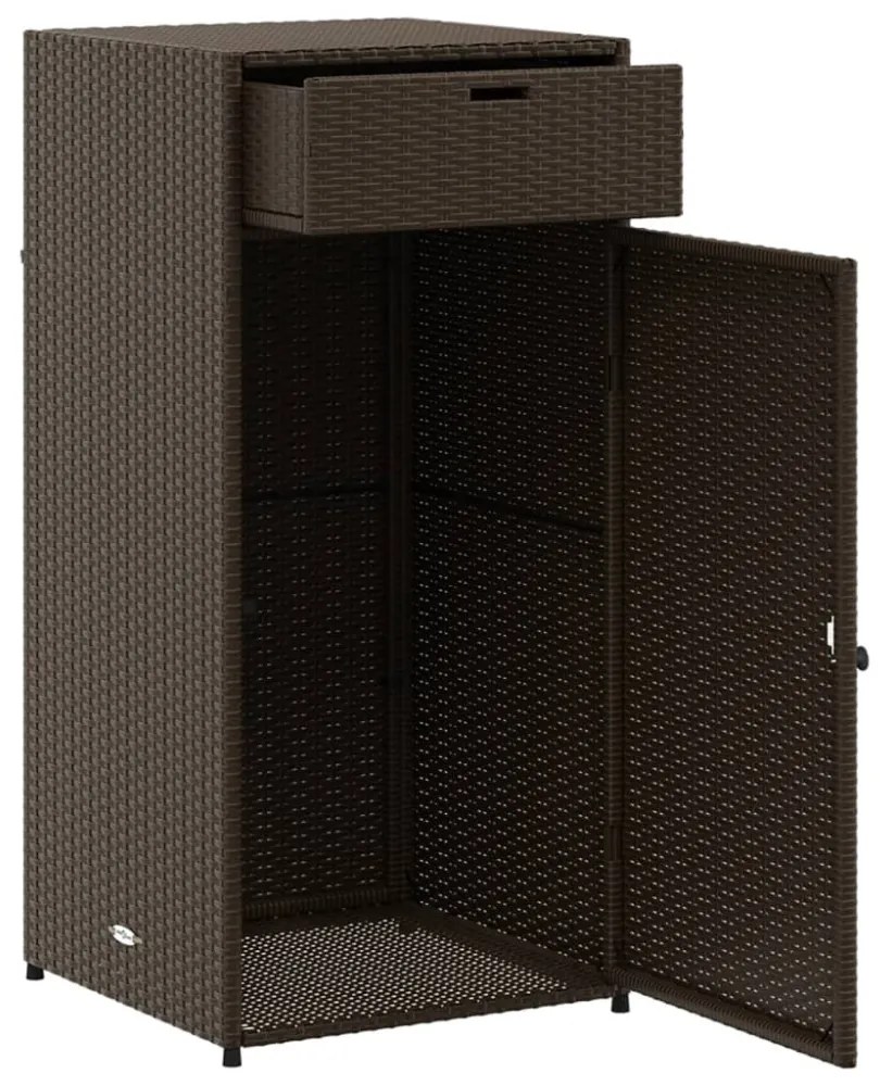 barna polyrattan kerti tárolószekrény 55 x 55 x 111 cm
