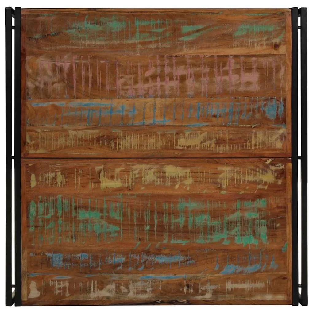 többszínű tömör újrahasznosított fa dohányzóasztal 100x100x35cm
