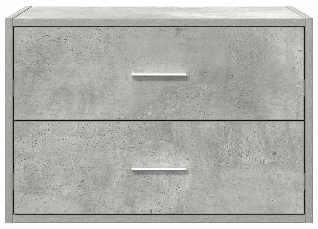 betonszürke szerelt fa szekrény 2 fiókkal 60 x 31 x 40 cm