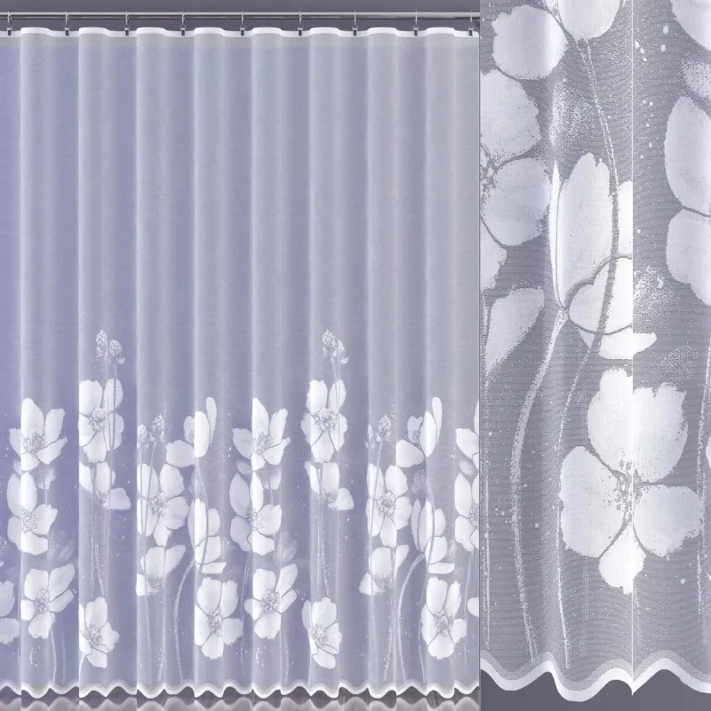 Jacquard függöny fehér elegáns virágmintás 170 cm Sakena 624836
