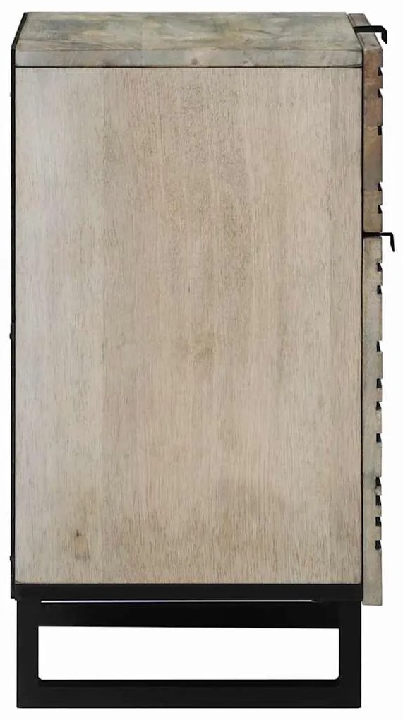 Éjjeliszekrény Fehér és fekete 50 x 33 x 60 cm tömör mangófa