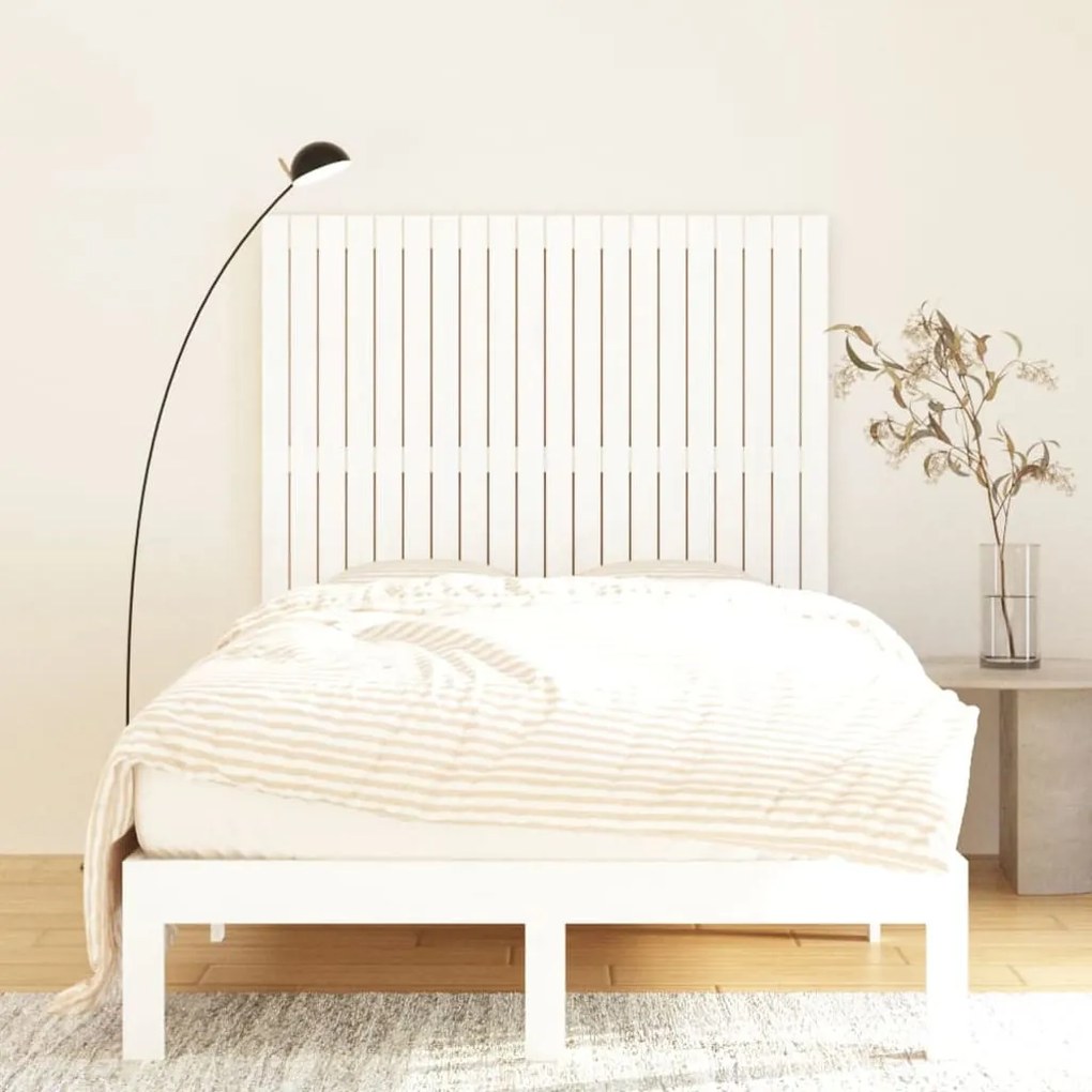 fehér tömör fenyőfa fali fejtámla 127,5x3x110 cm