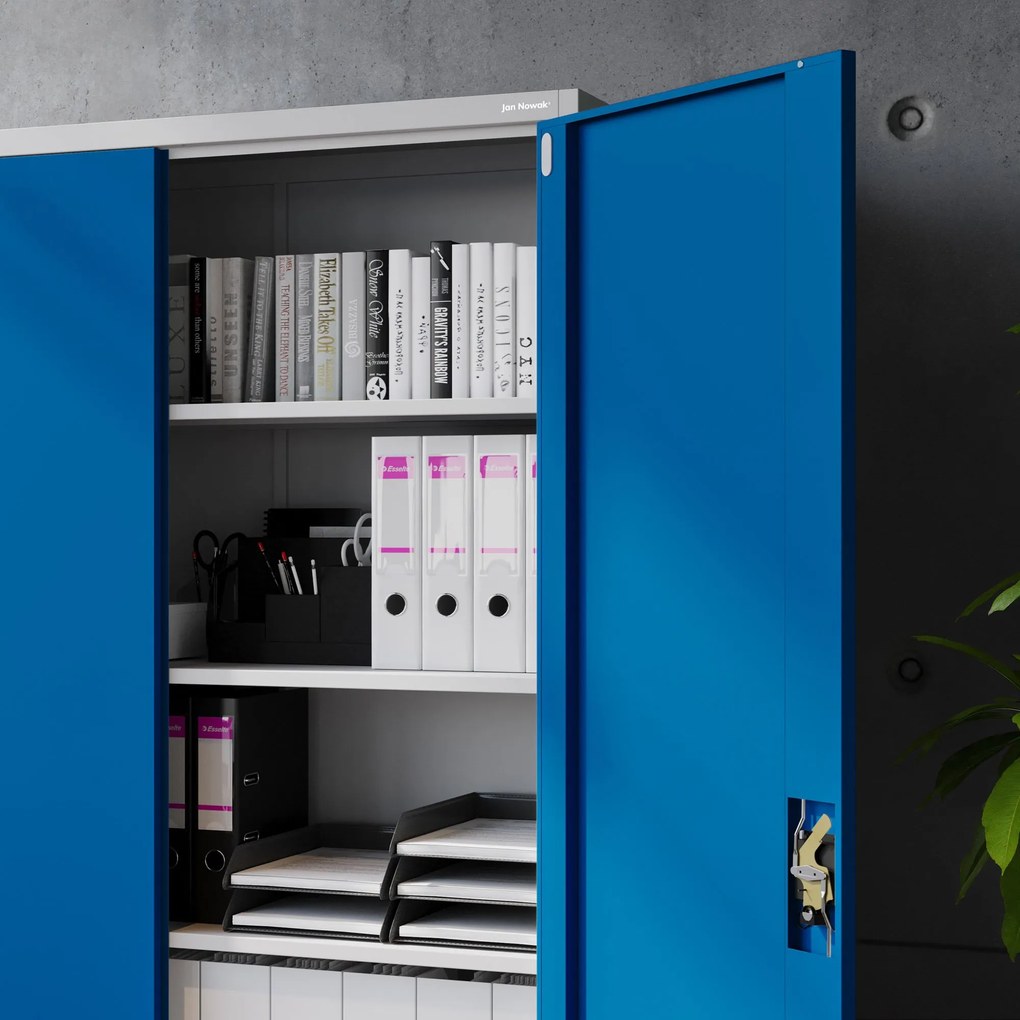 Fém iratszekrény JAN II, 1150 x 185 x 400 mm, szürke-kék
