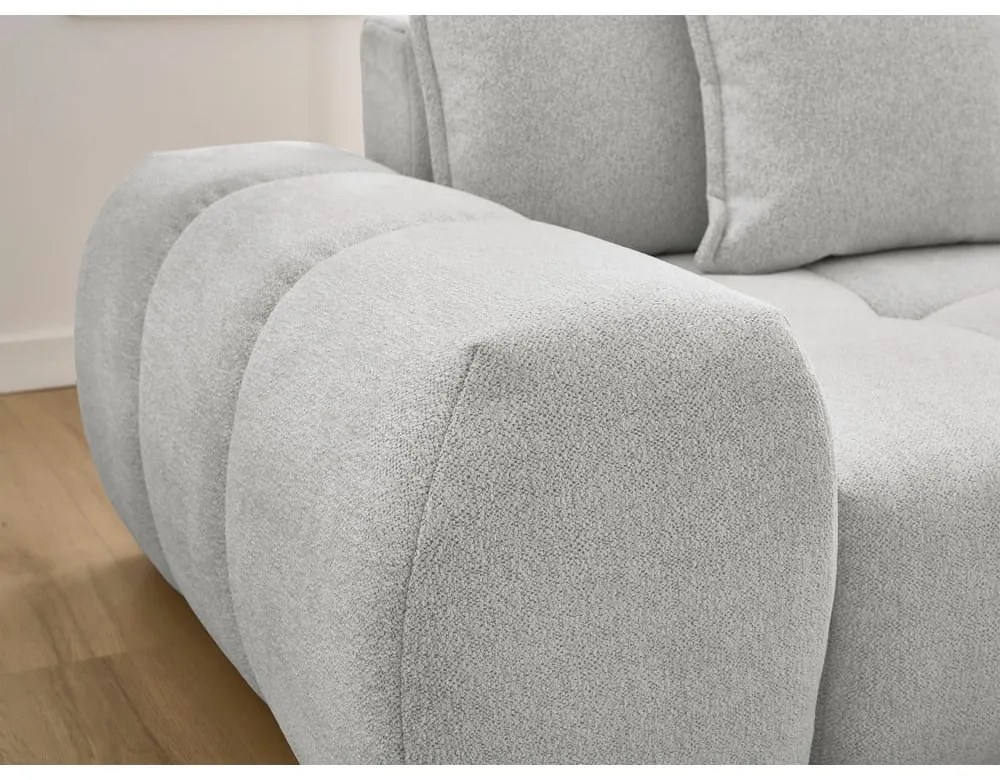 Világosszürke zsenília kinyitható-tárolóhelyes sarokkanapé (jobb oldali-heverő résszel) Everest – Bobochic Paris