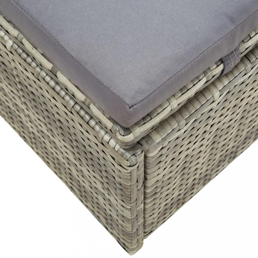 szürke polyrattan napozóágy párnával