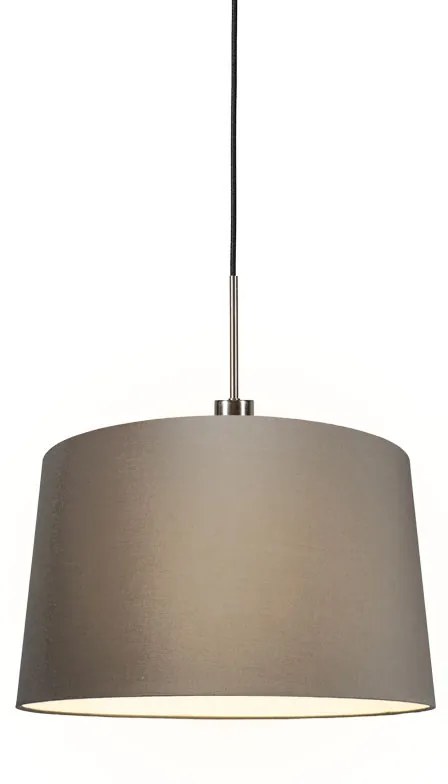 Modern függőlámpa acél és fekete árnyékolóval 45 cm bézs - Combi