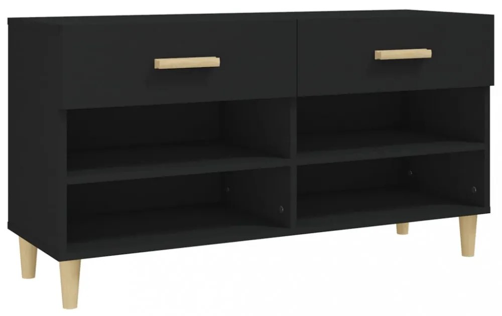 fekete szerelt fa cipősszekrény 102x35x55 cm
