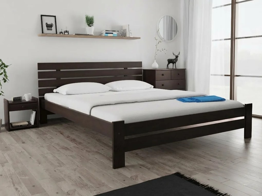 PARIS magasított ágy 140x200 cm, diófa Ágyrács: Lamellás ágyrács, Matrac: Deluxe 10 cm matrac