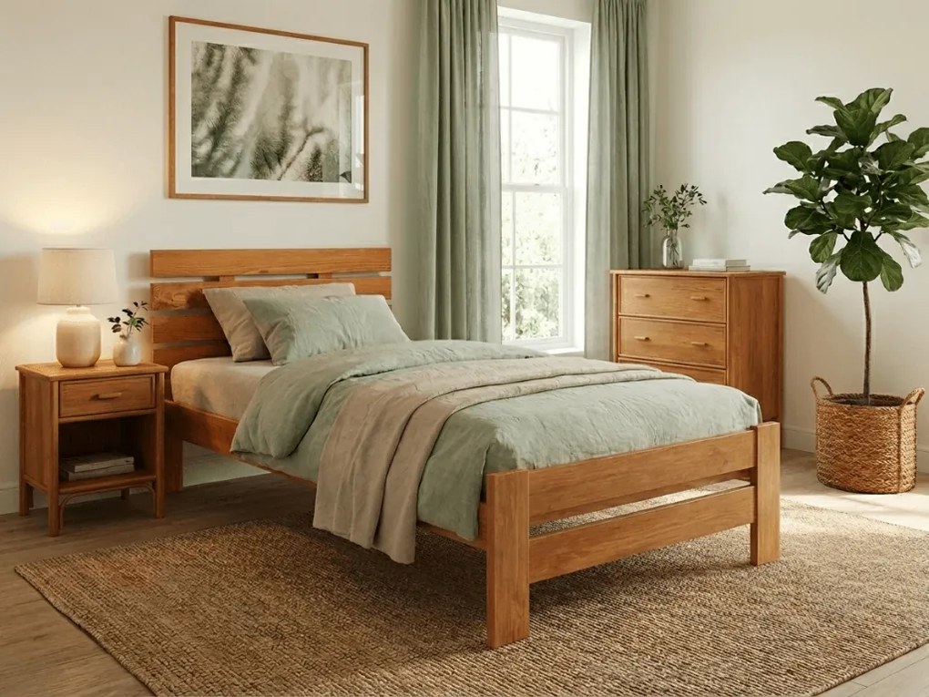 PARIS magasított ágy 90x200 cm, égerfa Ágyrács: Lamellás ágyrács, Matrac: Deluxe 10 cm matrac