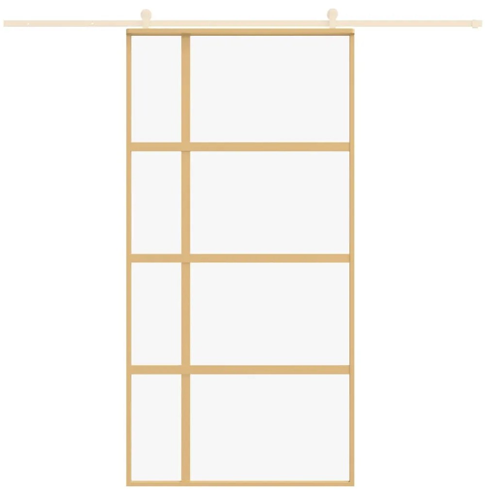 Aranyszínű átlátszó ESG üveg és alumínium tolóajtó 102,5x205 cm
