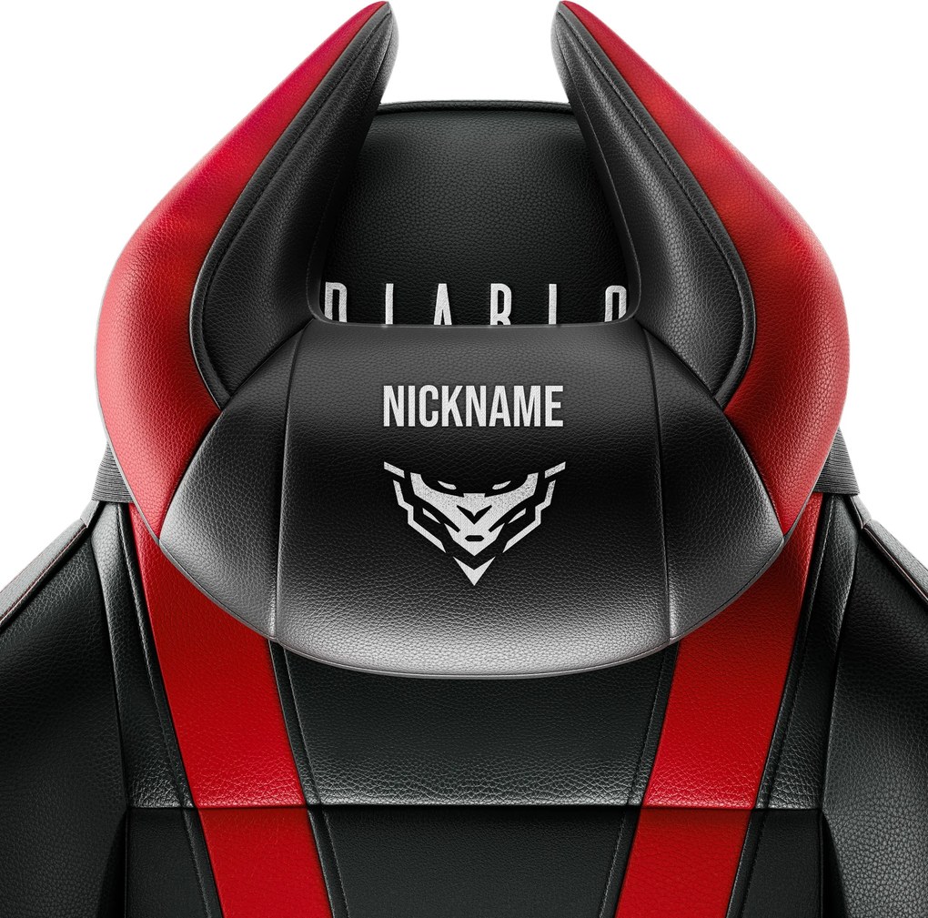 Diablo Chairs fejpárna az Ön saját hímzésével fekete-piros