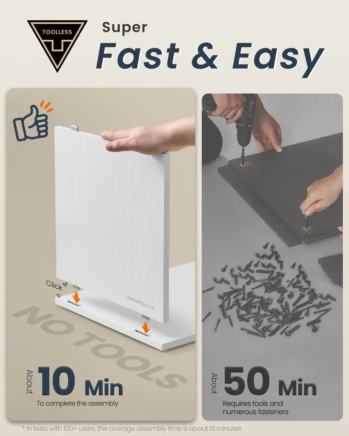 Éjjeliszekrény, gyors összeszerelés, 2 nyitott rekesz, 1 fiók, Hófehér