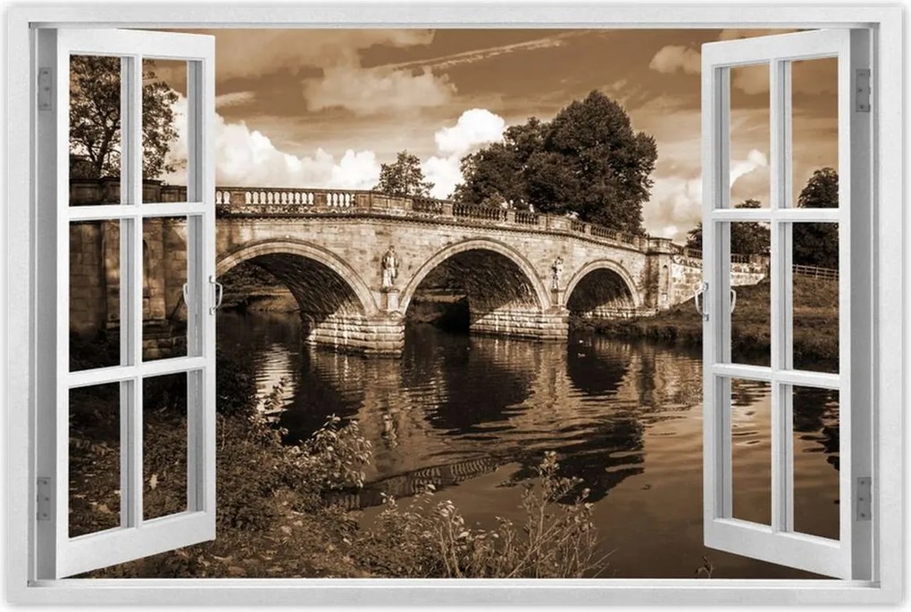 Poszterek 60x40 Híd a folyón szépia