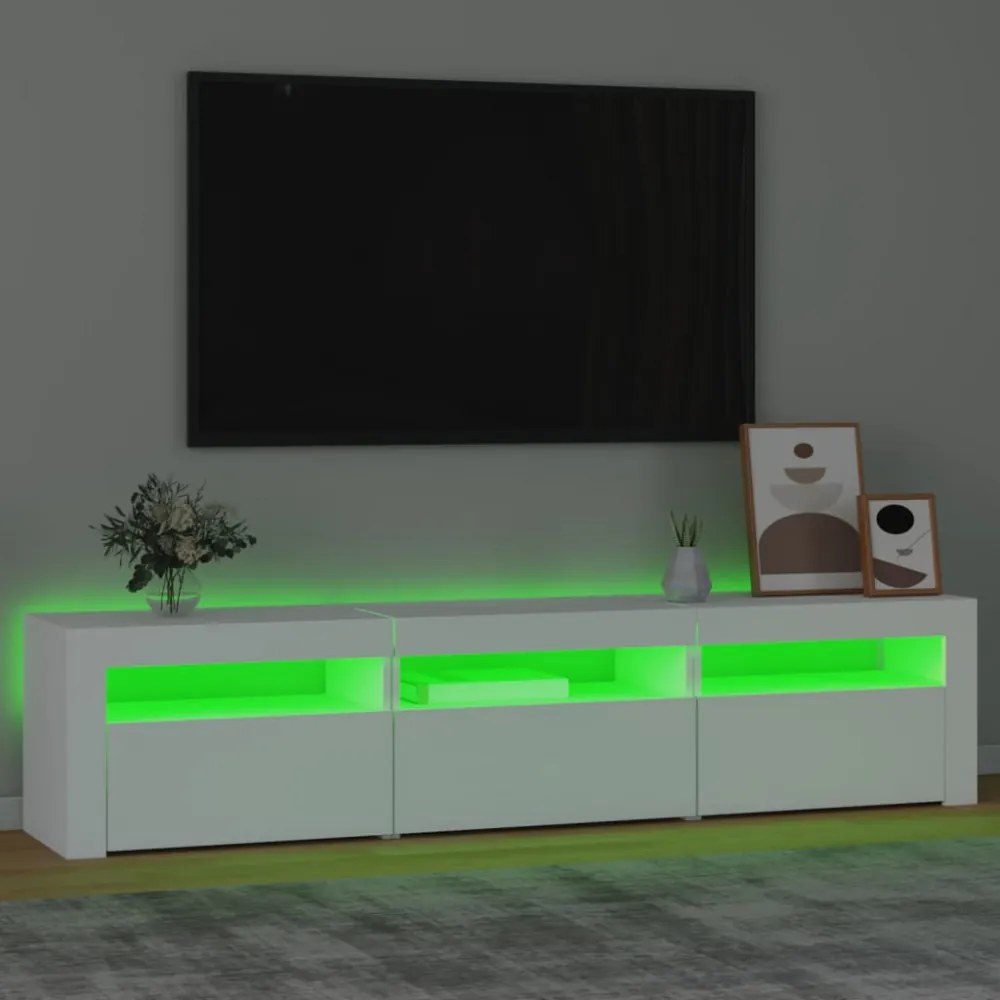 fehér TV-szekrény LED-lámpákkal 180x35x40 cm