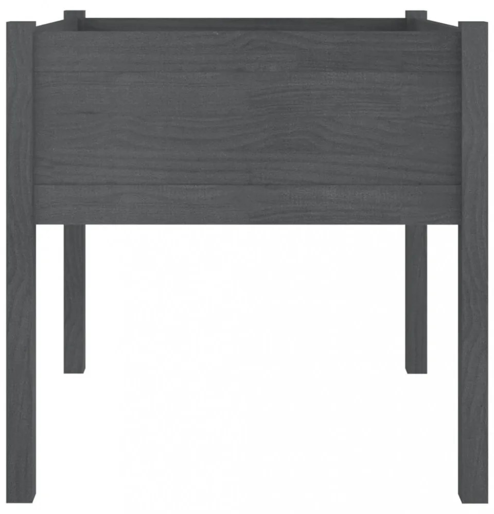 2 db szürke tömör fenyőfa kerti virágtartó 70 x 70 x 70 cm