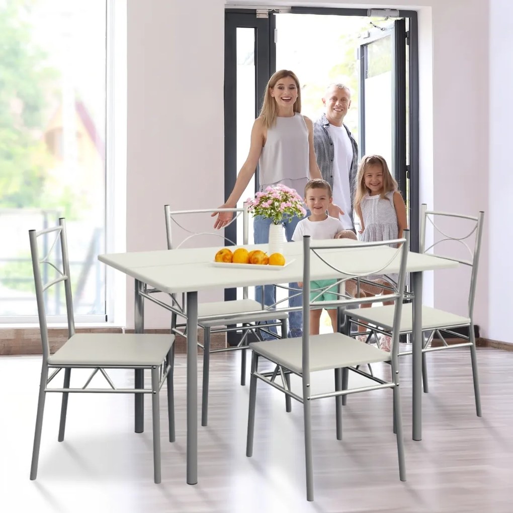 PAUL étkezőgarnitúra, 5 részes, bársony fehér Jurhan