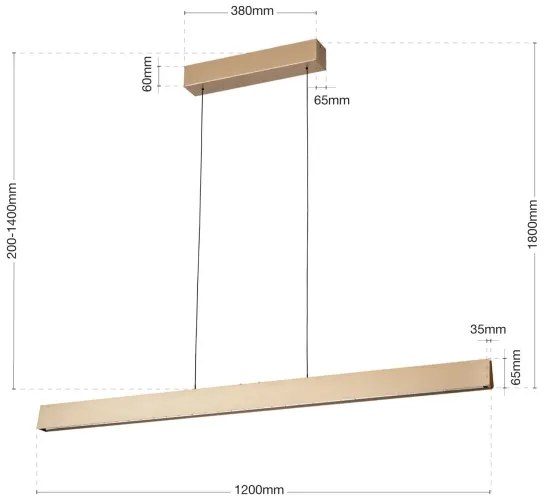 Orion HL 6-1716/120 - TARA LED/44W/230V állítható fényű arany függeszték
