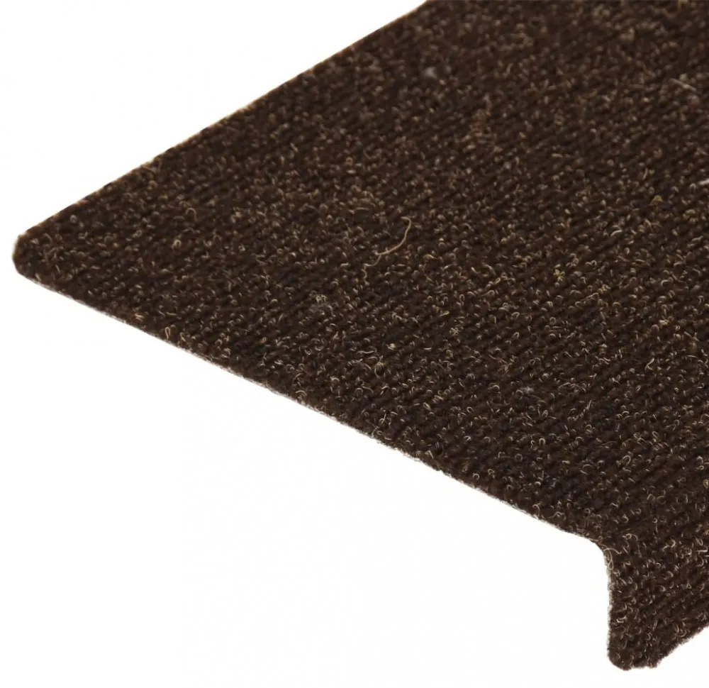 15 db tűvel lyuggatott barna szövet lépcsőszőnyeg 65x21x4 cm