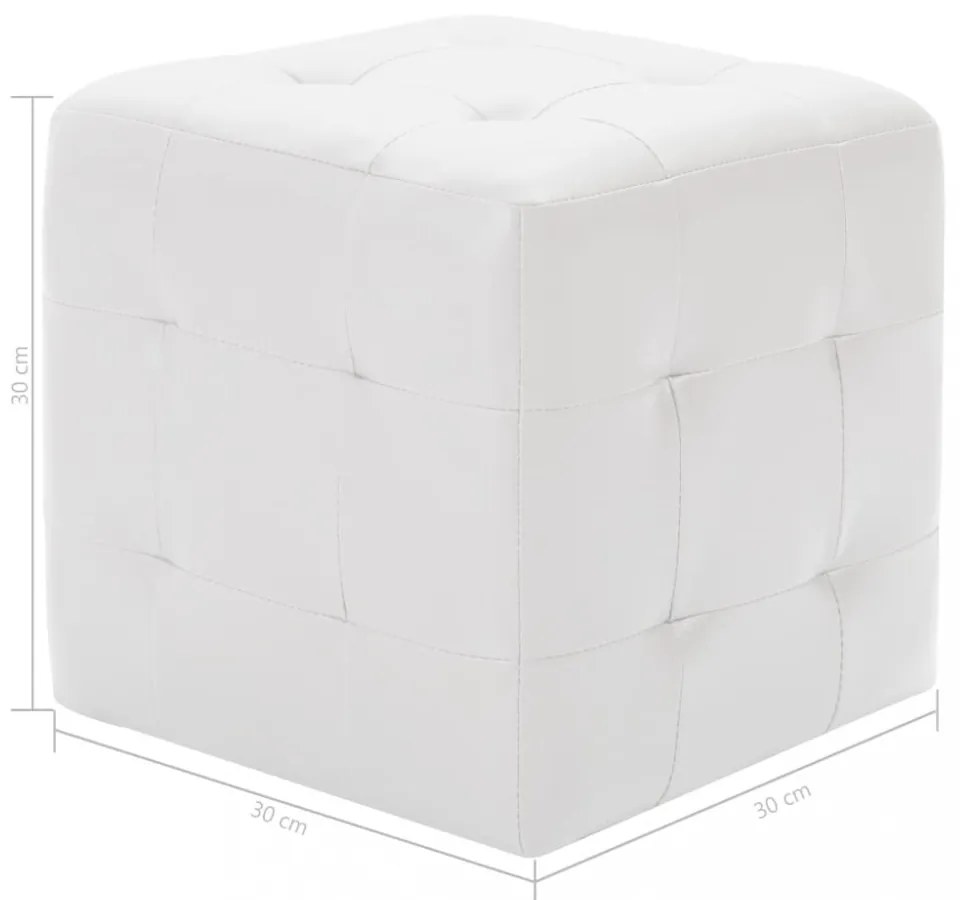 2 db fehér műbőr puff 30x30x30 cm