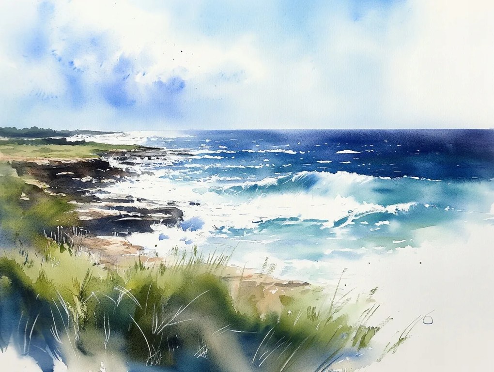 Vászonkép Canvas Tájkép Kilátás Tenger Tengerpart Hullámok Tengerpart 100x75