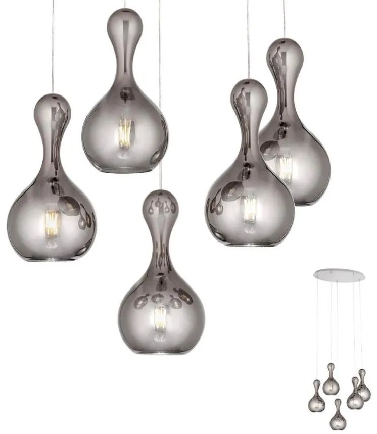 Redo 01-2262 - Csillár zsinóron LOB 5xE27/42W/230V szürke