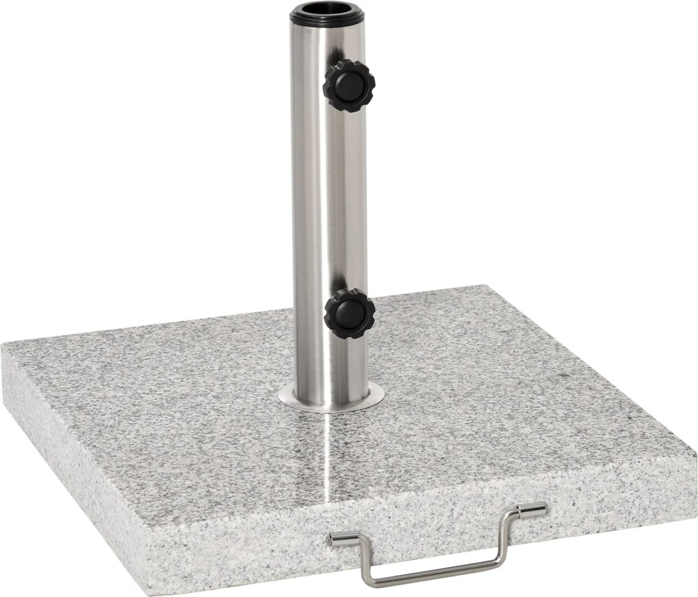 Outsunny Rozsdamentes Acél Napernyőtartó Fogantyúkkal, Félkör alakú Napernyőtartó, Napernyő súly Napernyőhöz Ø3.8-Ø4.8 cm, Teraszra, Balkonra, Kertbe,